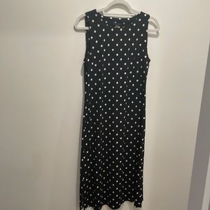 Tommy Hilfiger black and white polka dot sleeveless midi dress